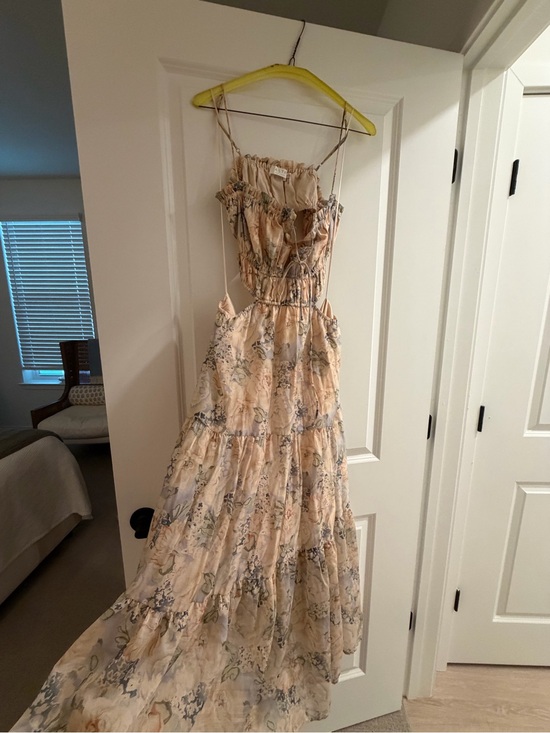Astr Dresses & Skirts - Astr Floral Smocked Spaghetti Strap Tiered Maxi Dress in Peach & Blue WORN ONCE!